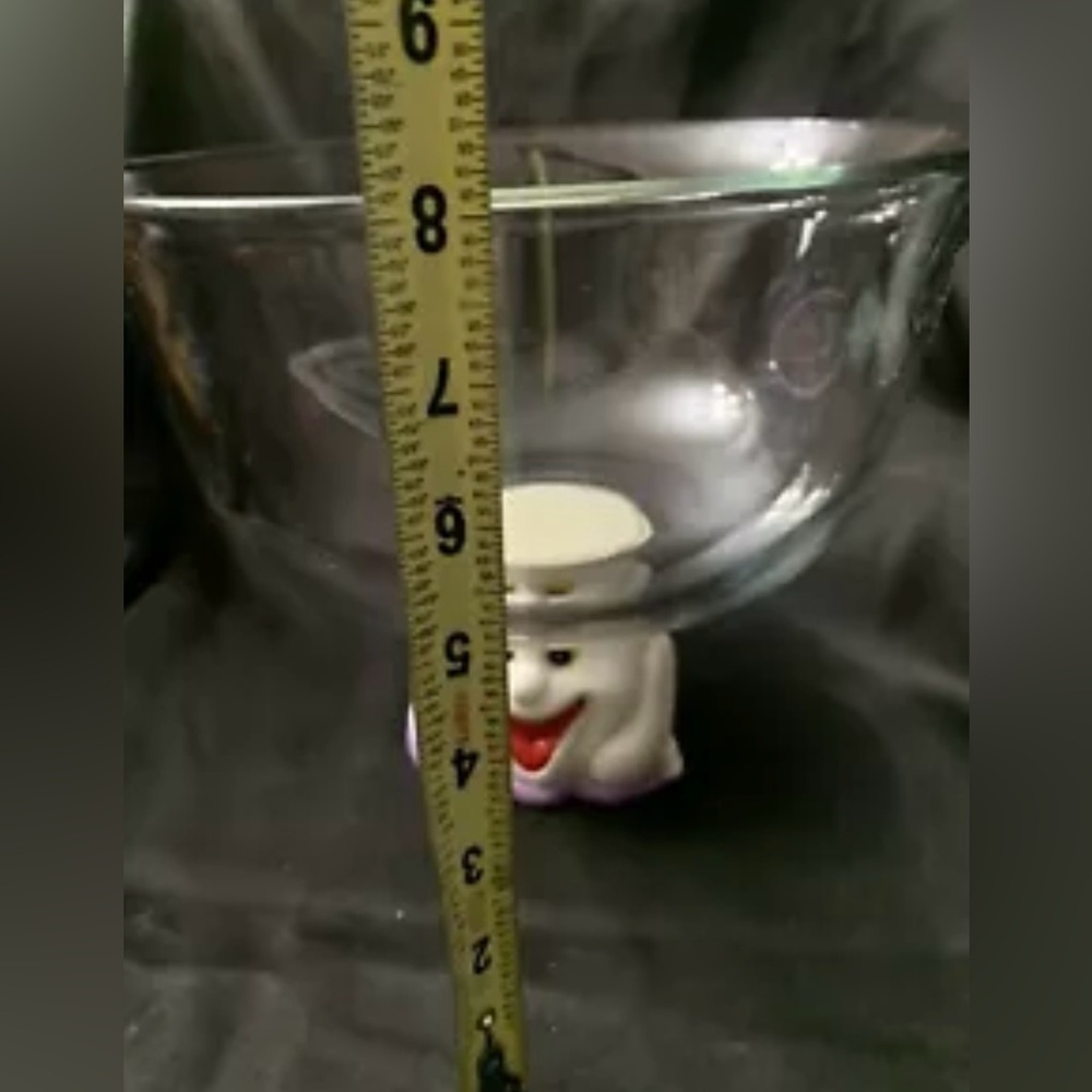 Vintahe Anchor Hocking Popcorn/Candy Bowl.Halloween Ghost Glass Porcelain - Picture 2 of 6